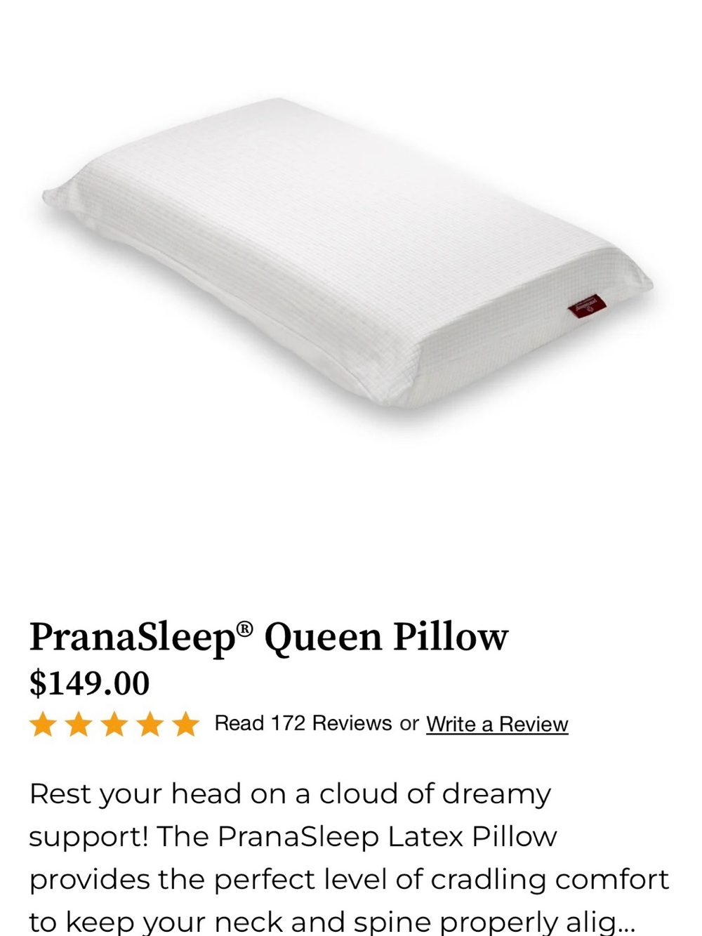 Pranasleep Luxury Latex Pillow
